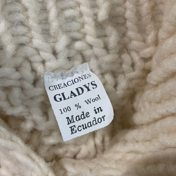 GLADYS fisherman chunky knit wool sweater cardigan pockets women’s - Picture 3 of 8
